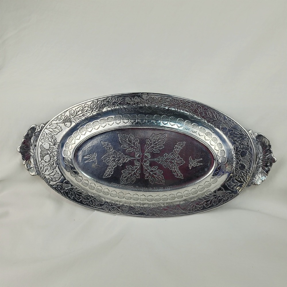 Arthur Court 1987 Vintage Aluminum Oak Leaf Acorn Oval Serving Tray - Picture 3 of 8